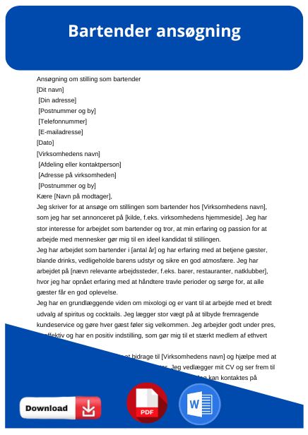 skabelon til bartender ansøgning