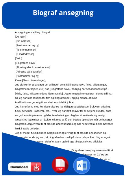 skabelon til biograf ansøgning