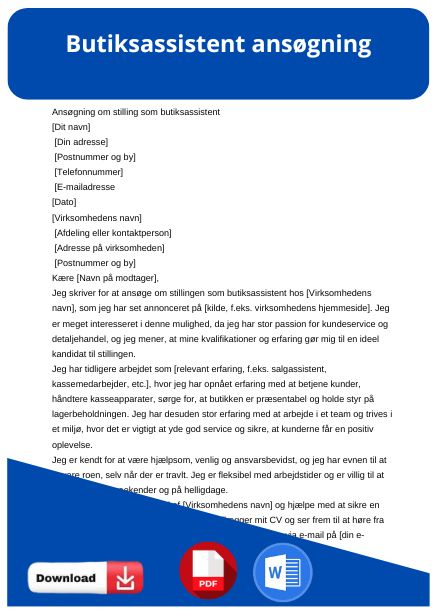 skabelon til butiksassistent ansøgning