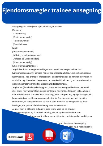 skabelon til ejendomsmægler trainee ansøgning