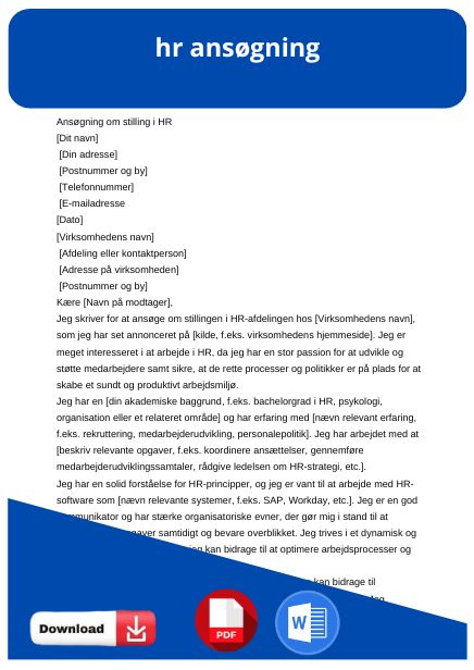 skabelon til hr ansøgning eksempel