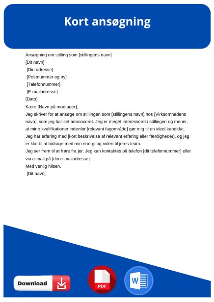 skabelon til kort ansøgning