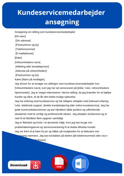 skabelon til kundeservicemedarbejder ansøgning