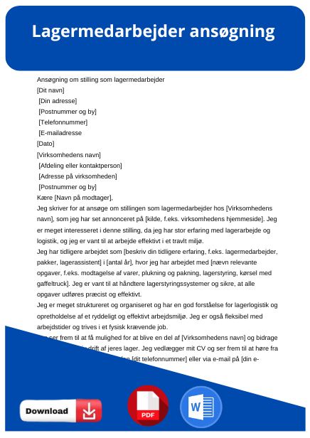 skabelon til lagermedarbejder ansøgning 
