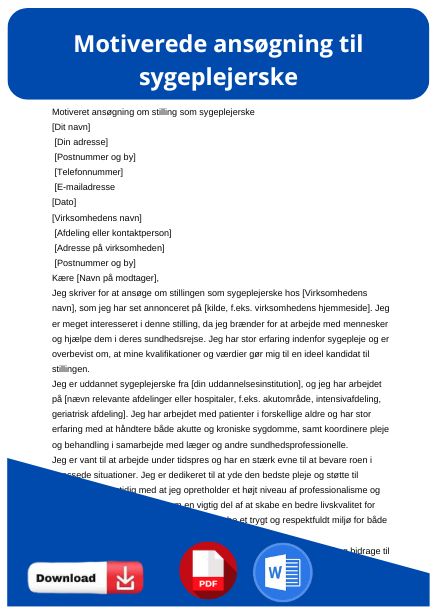 skabelon til motiverede ansøgning til sygeplejerske