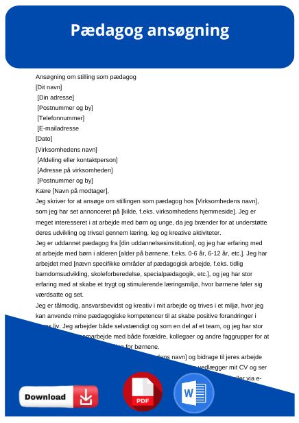 skabelon til pædagog ansøgning