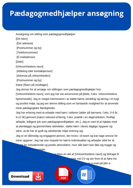 skabelon til pædagogmedhjælper ansøgning