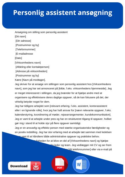 skabelon til personlig assistent ansøgning