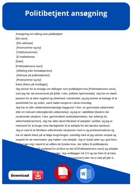 skabelon til politibetjent ansøgning
