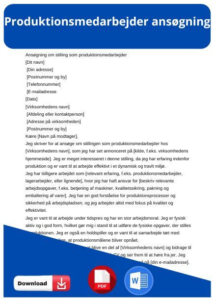 skabelon til produktionsmedarbejder ansøgning