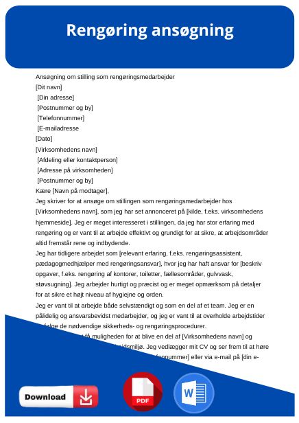 skabelon til rengøring ansøgning
