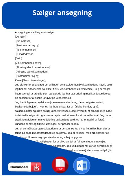 skabelon til sælger ansøgning 