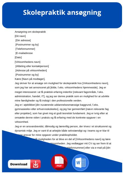 skabelon til skolepraktik ansøgning