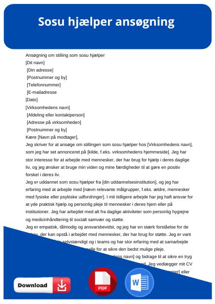 skabelon til sosu hjælper ansøgning 
