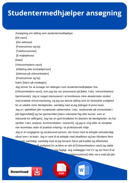 skabelon til studentermedhjælper ansøgning