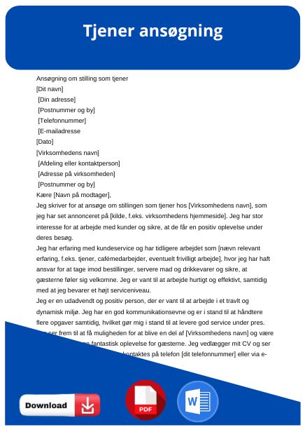 skabelon til tjener ansøgning