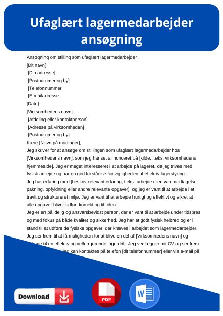 skabelon til ufaglært lagermedarbejder ansøgning