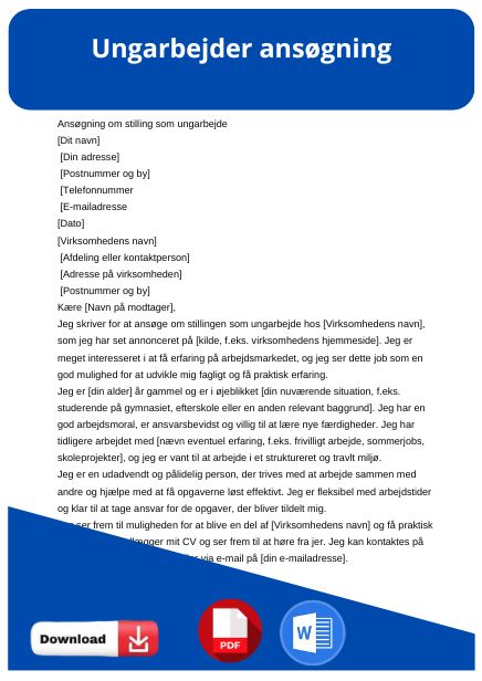skabelon til ungarbejder ansøgning